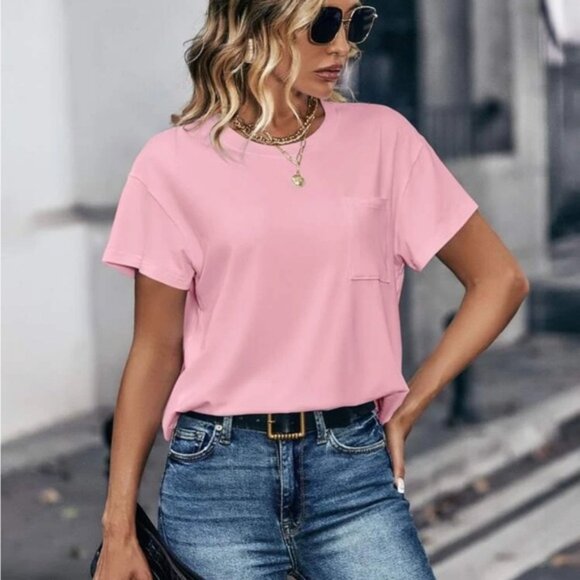 Two SHEIN Pink Women's Tops with Pocket - Picture 1 of 10
